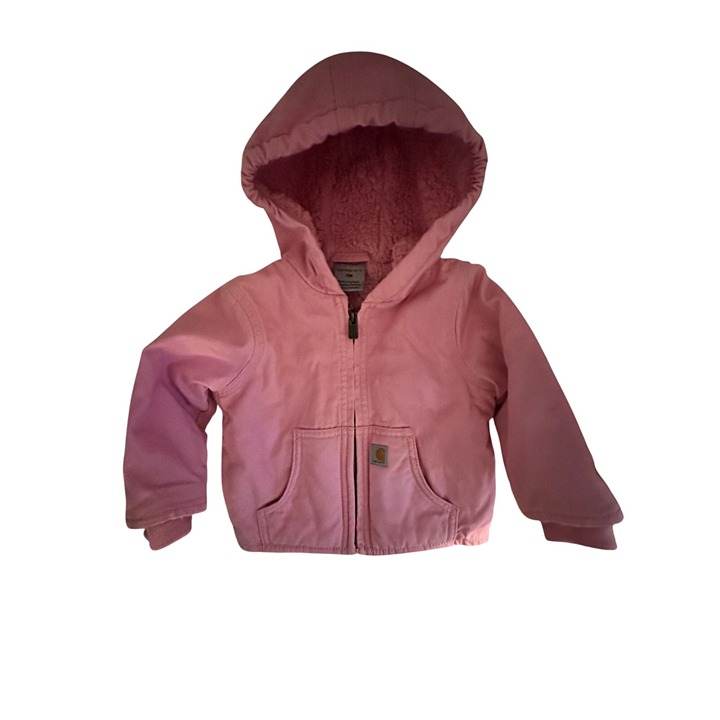 Carhartt Toddler Girls Pink Hooded Jacket 12M Sherpa-Lined Insulation Durable Wa