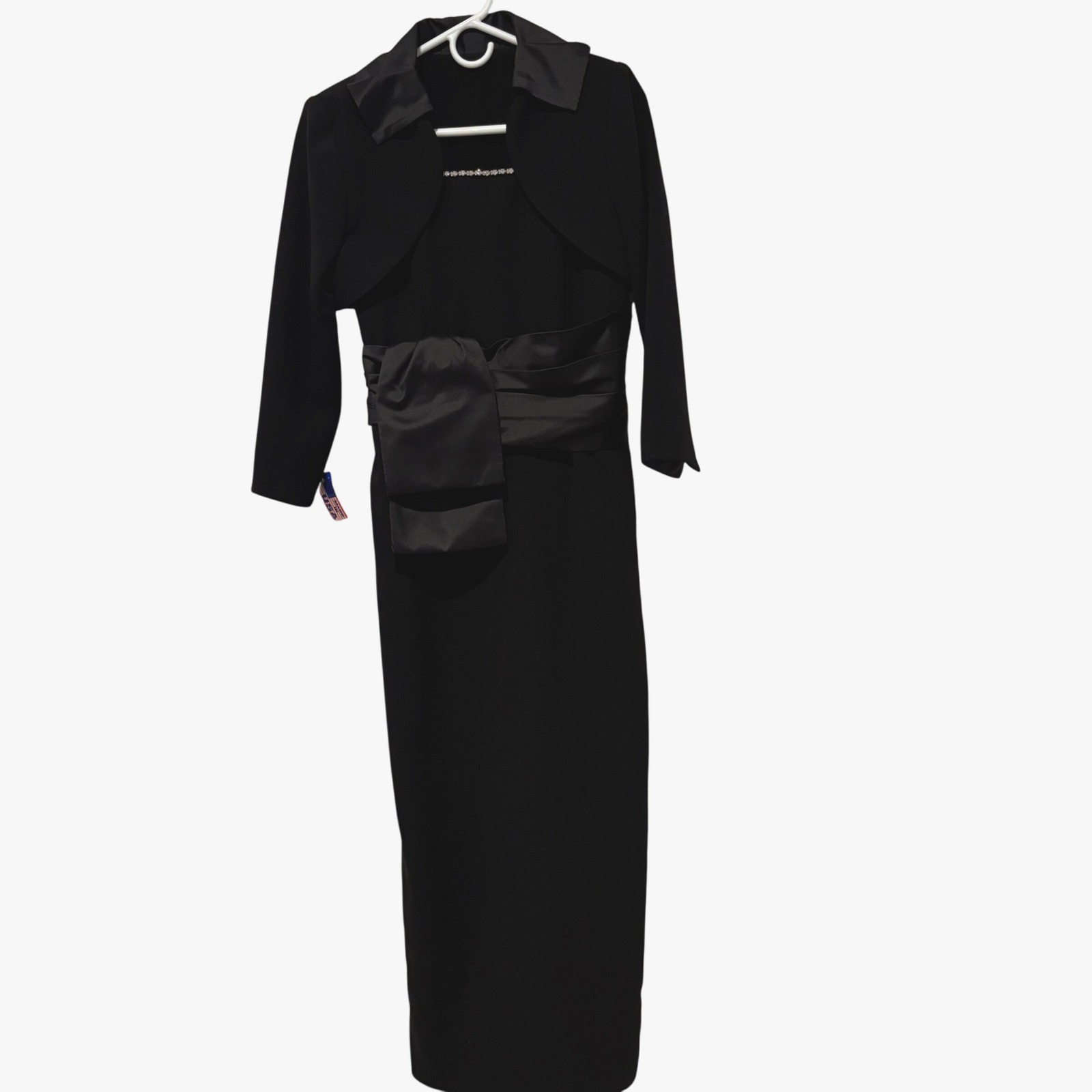 Womens Formal Dress USA Made Black w Collared Jacket Black Tie Event Small NWT