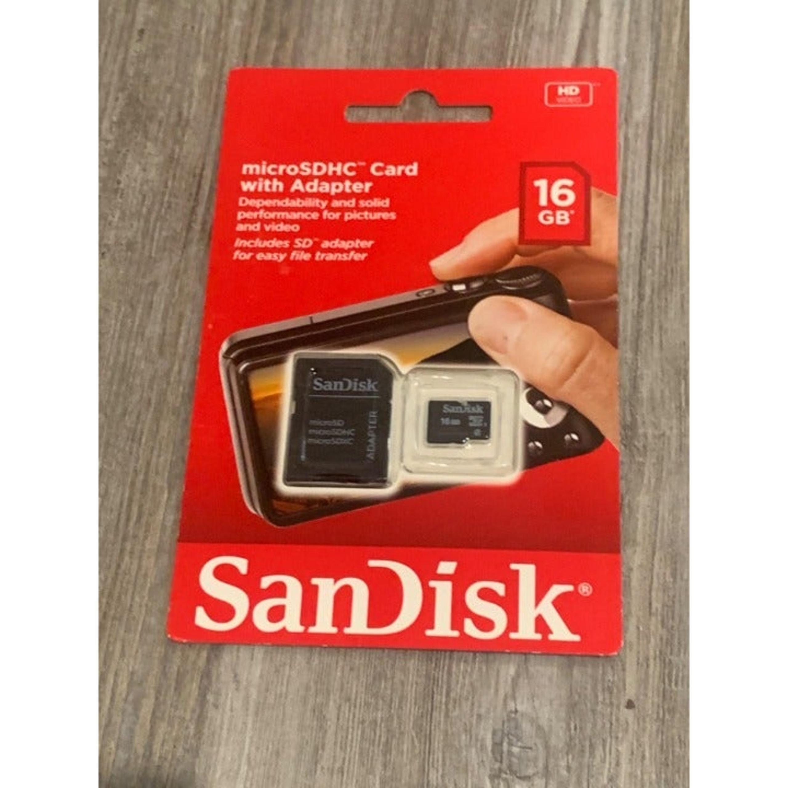 SanDisk Standard 16GB microSDHC Memory Card with adapter