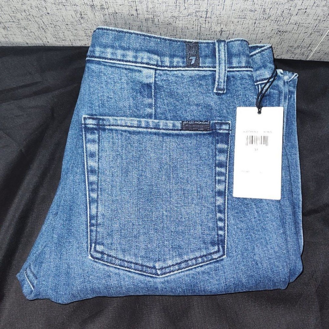 7 For All Mankind Womens Wide Leg Side Slit Jean
