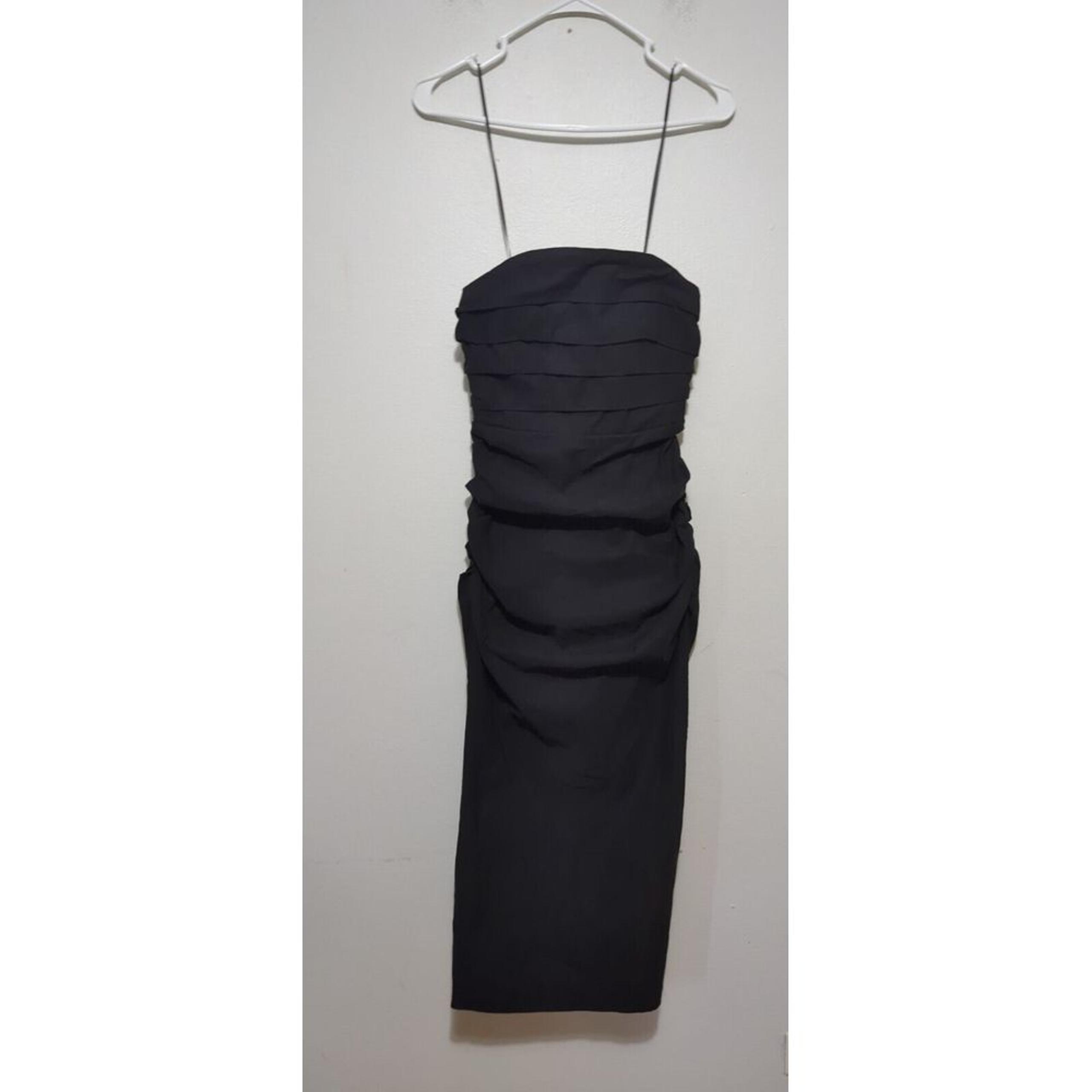 By Anthropologie Womens Black Sleeveless Midi Slip Ruffle Dress Prom Size XS
