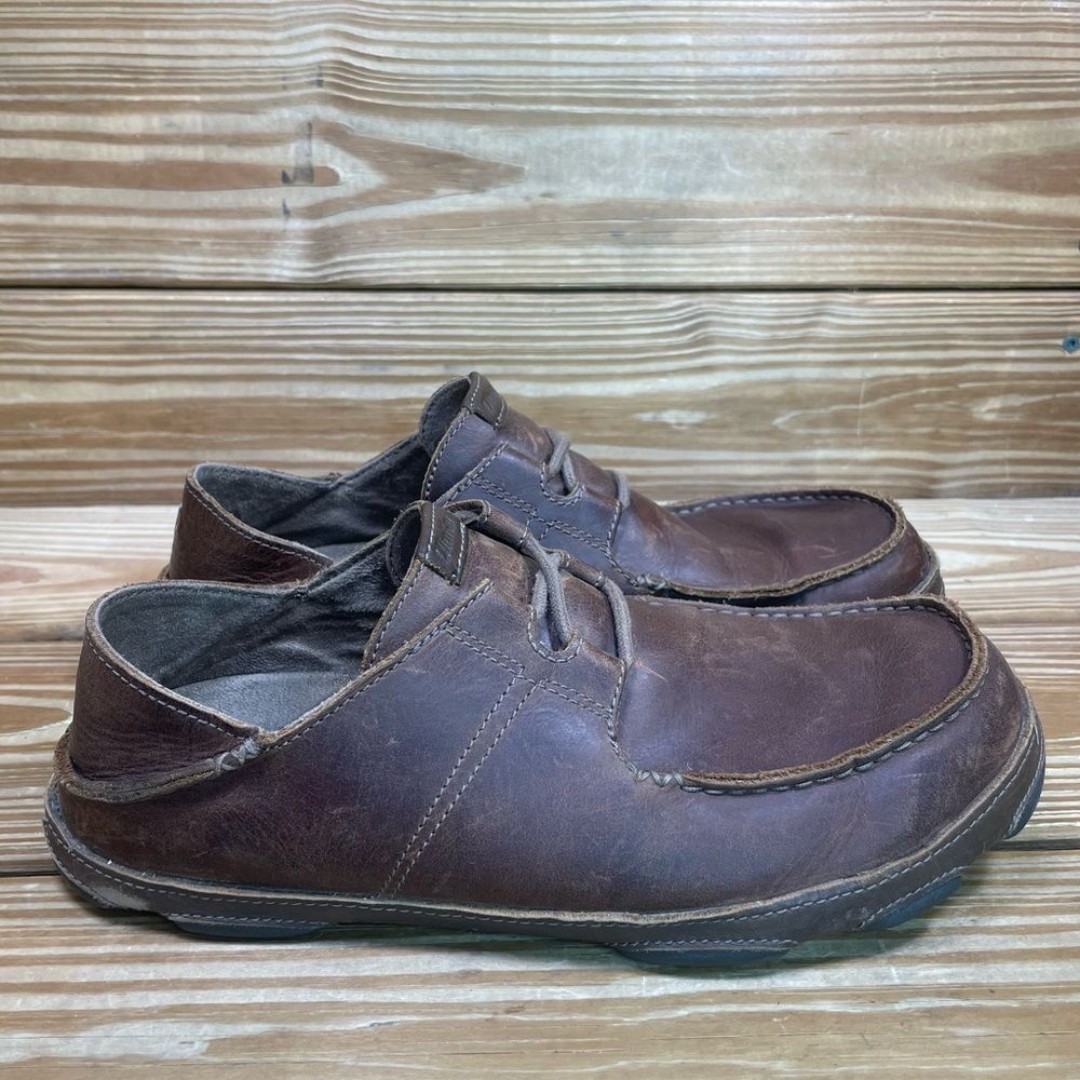 Olukai Mens 10 Loafers Ohana Li ‘Ili Brown Leather Slip On Casual Comfort Shoes