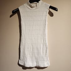 White Sleeveless Ribbed Knit Mock Neck Sweater from Nordstrom Rack