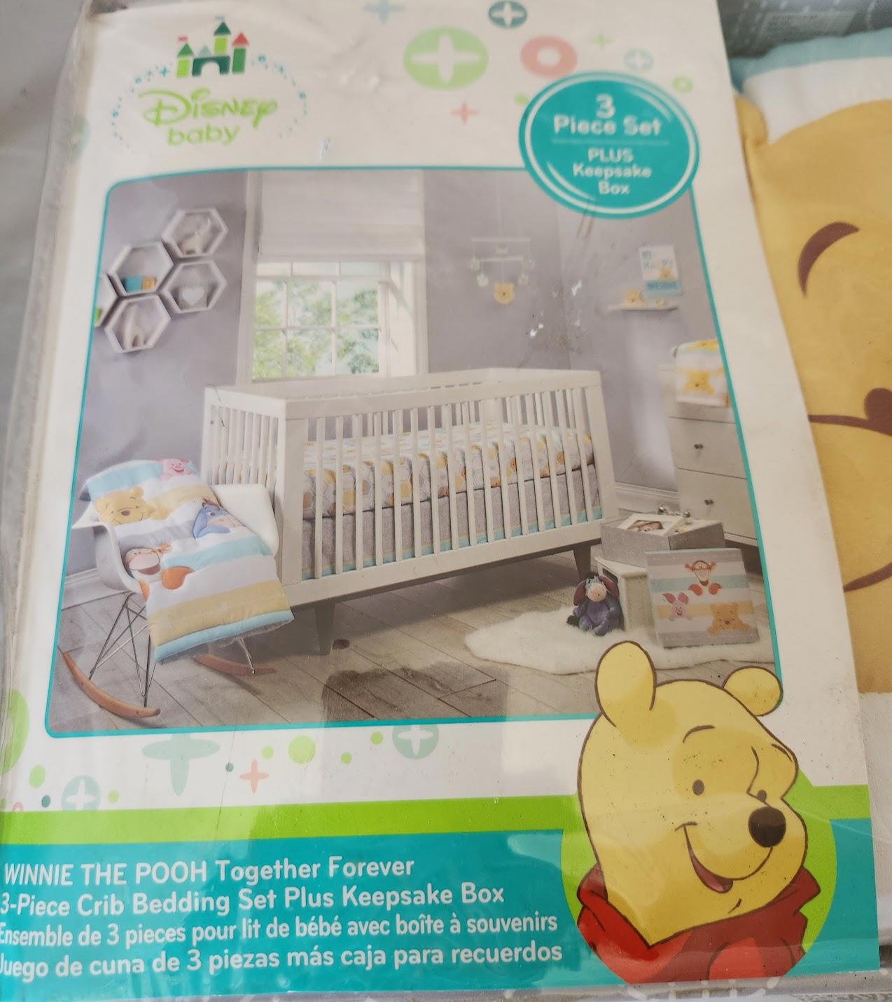 RARE Together Forever Disney Baby Winnie the Pooh Crib Bedding Set Keepsake READ