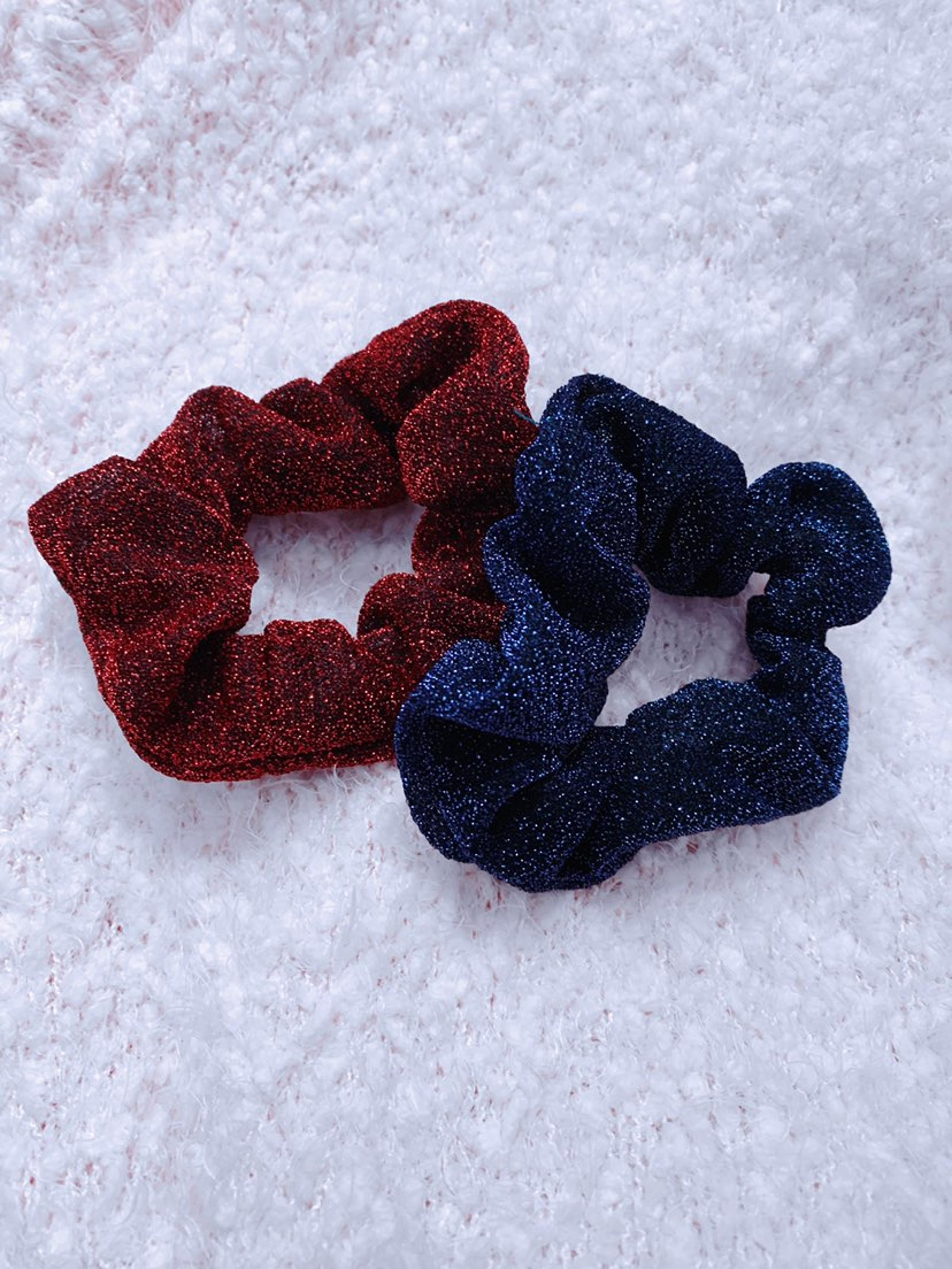 Patriotic Red and Blue Glitter Scrunchie