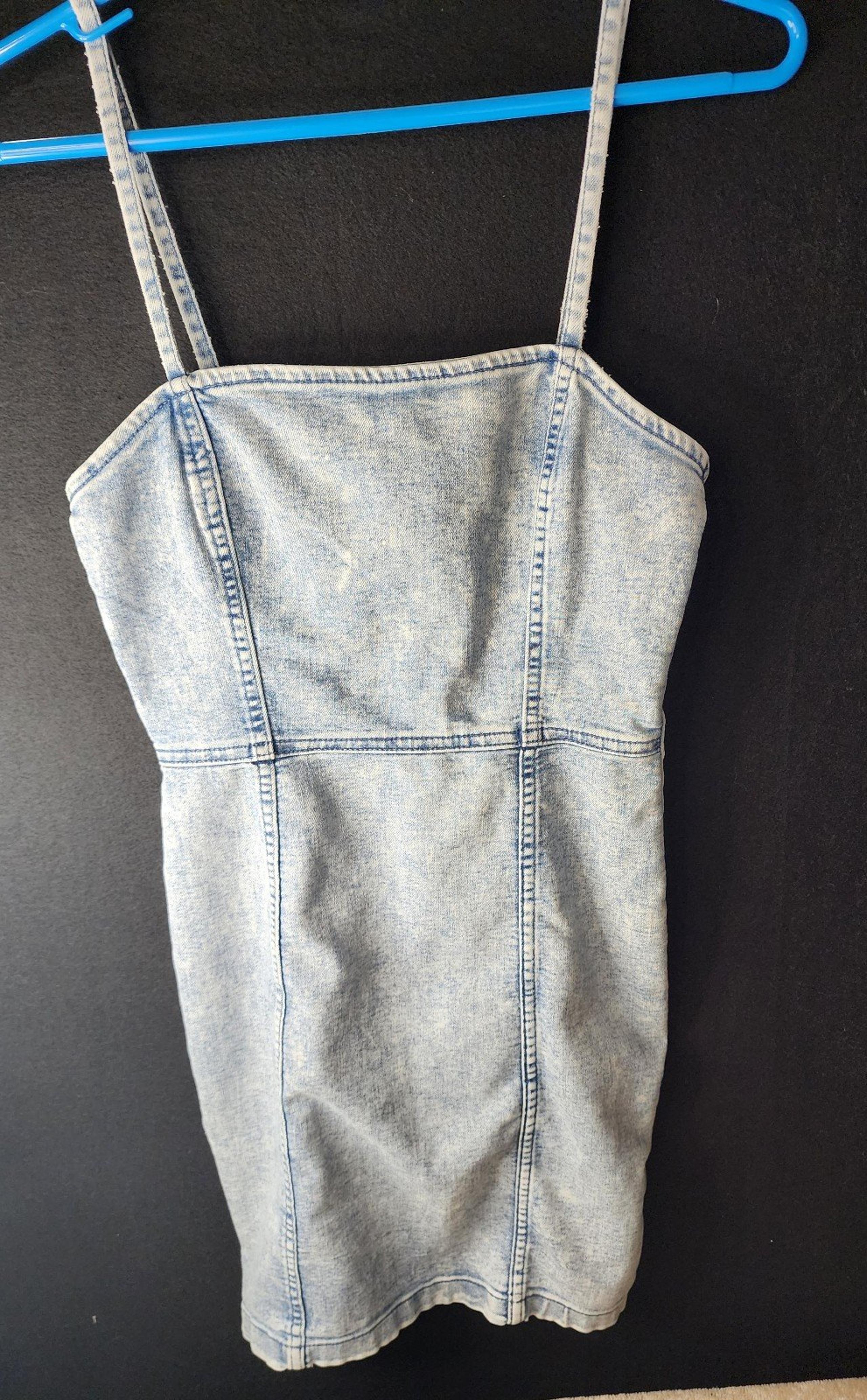 H&M Divided Sleeveless Denim Mini Dress Women 2 Blue Acid Wash Retro Classic Y2K