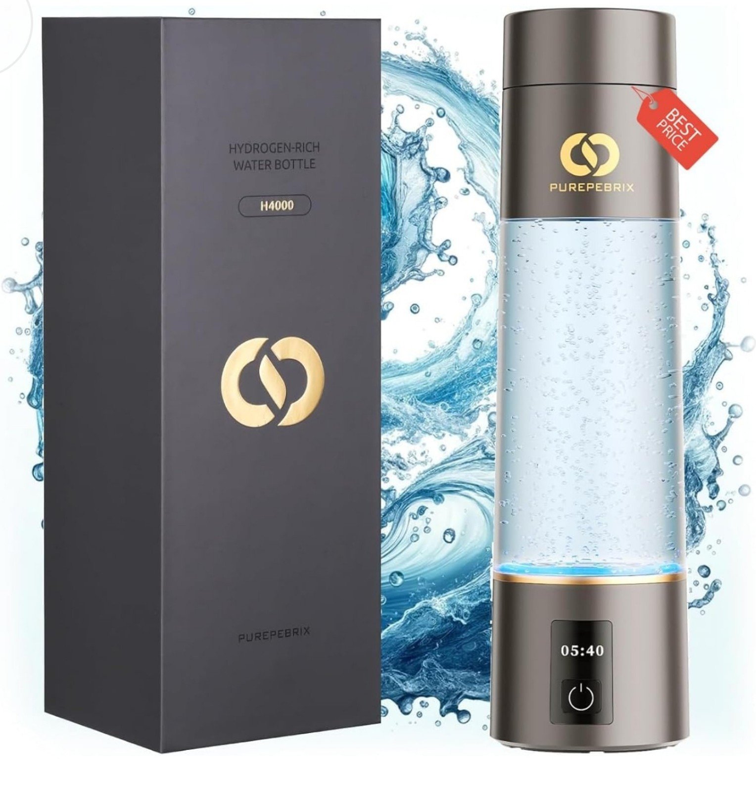 Hydrogen Water Bottle Pitcher Classic Edition- 4400ppb Alkaline Generator