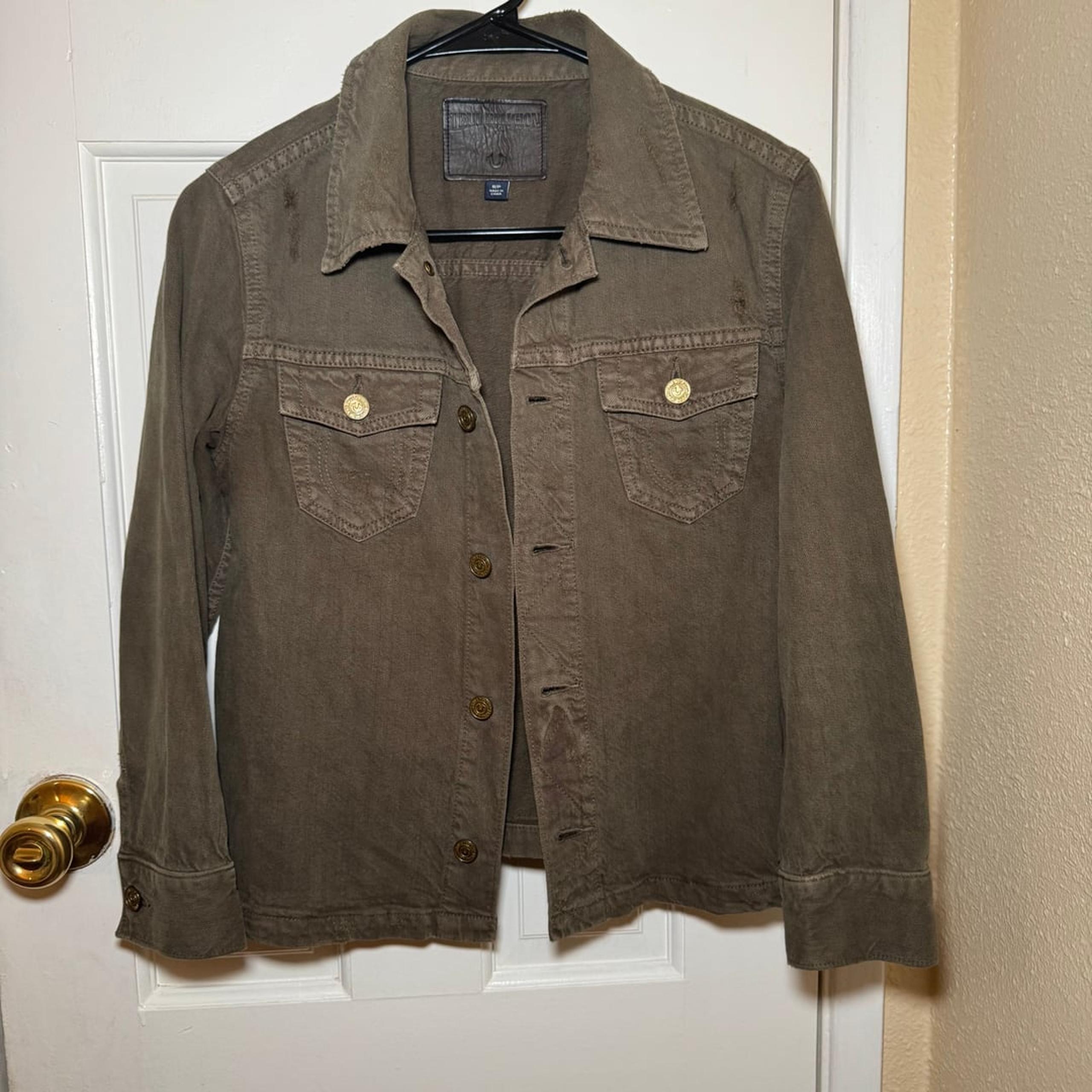 True Religion women’s olive green denim jacket size sp