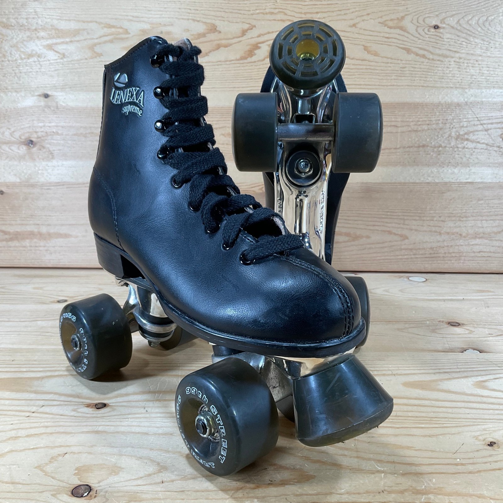 Lenexa Supreme Roller Skates Women’s 4 Kids/Men’s 3 Black Chrome Plates RC Sport