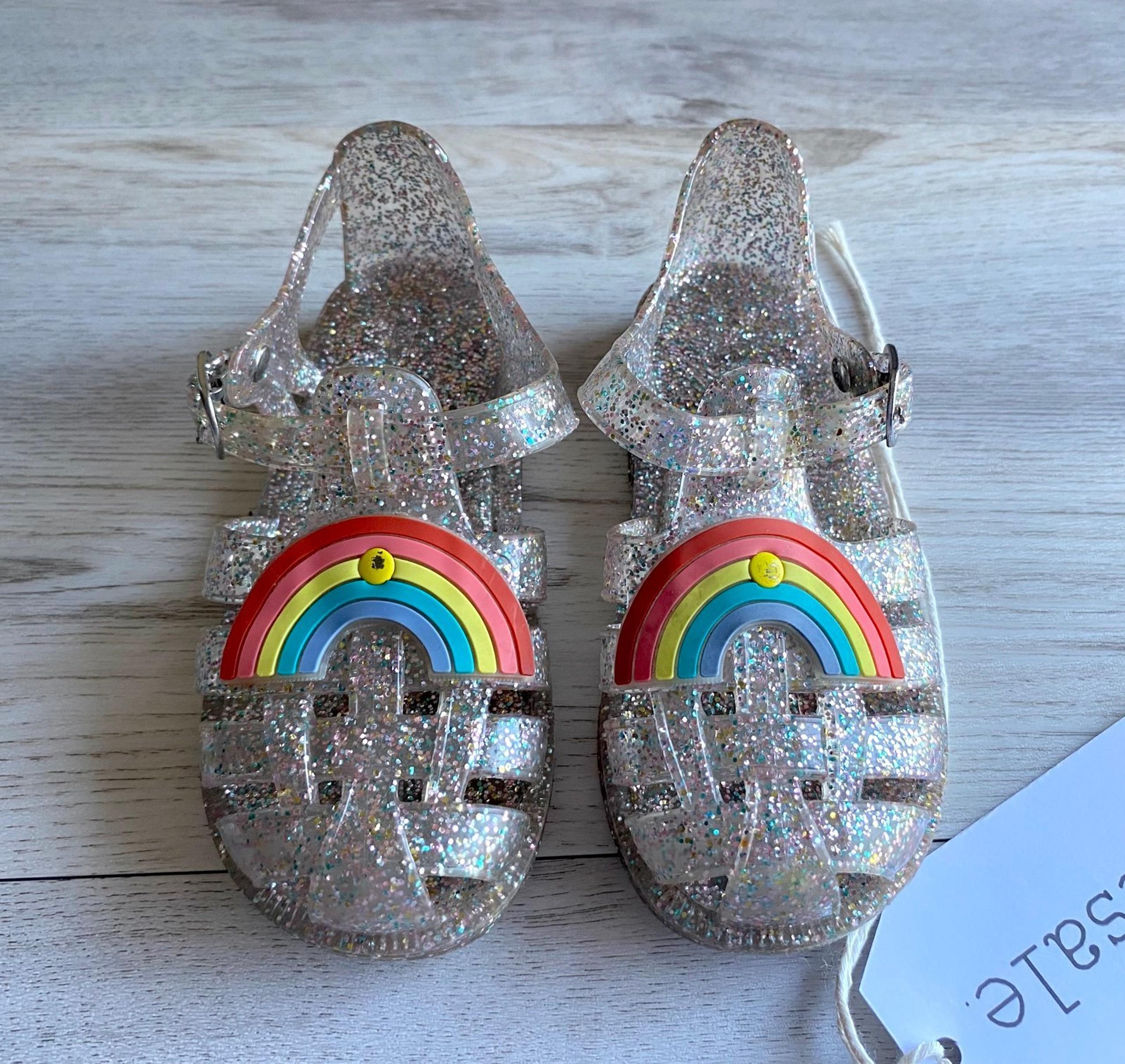 Girl’s Gap Jelly Glitter Rainbow Sandals. Size 9.