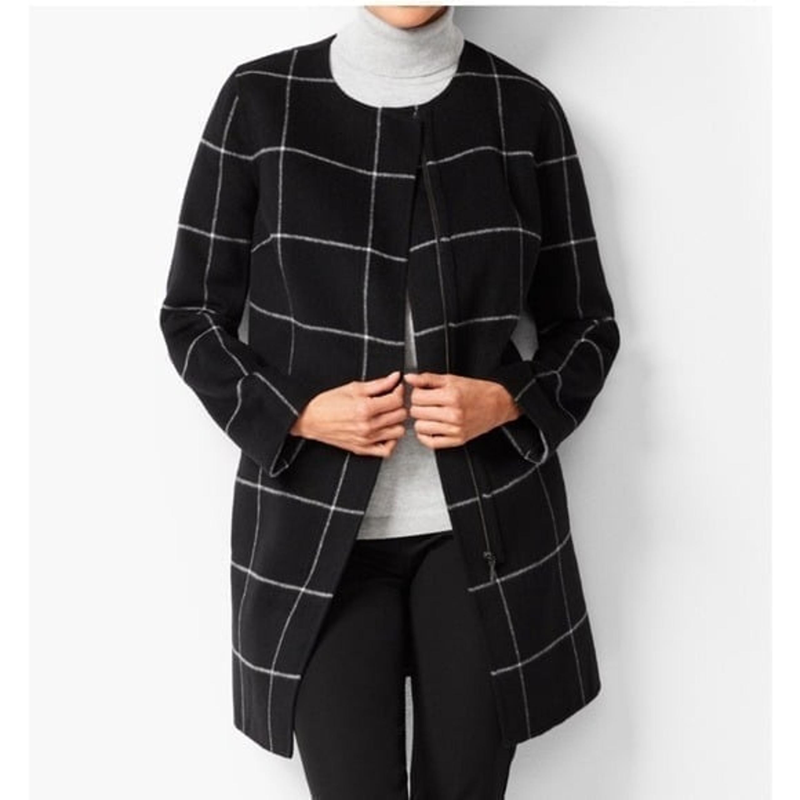 Talbots NWT Windowpane Black Wool Double Faced Jacket