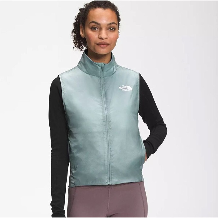 NWT North Face Lightweight Insulated Vest XS Silver Blue Mint Women NEW Hike Run