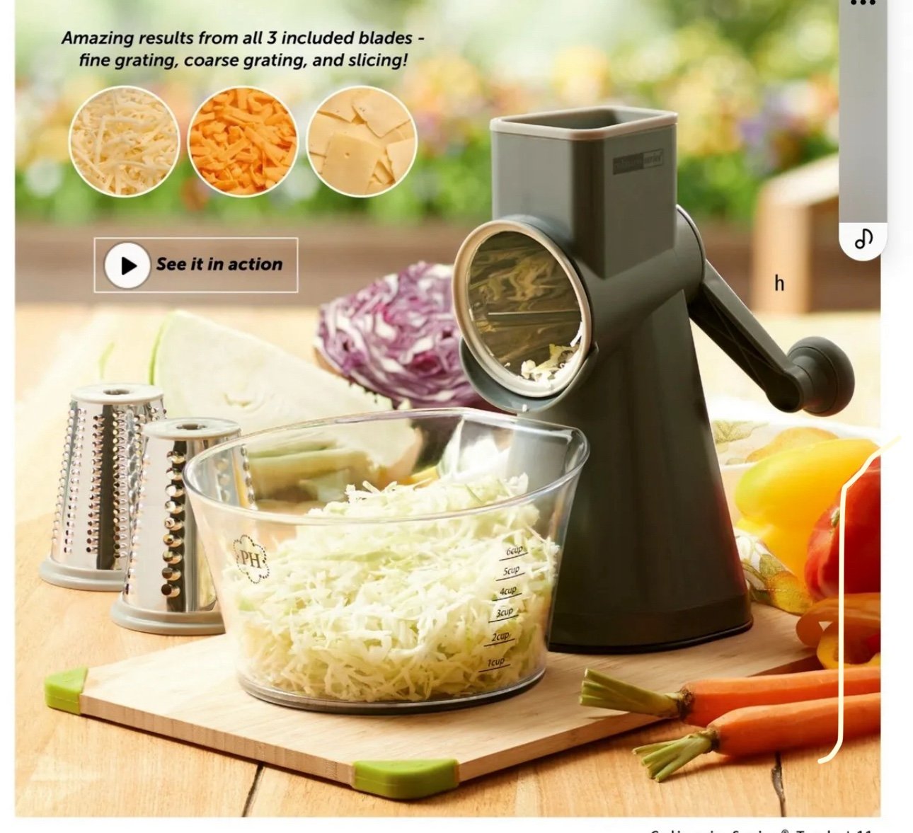 Culinario Series 3-in-1 Rotary Grater Rallador giratorio 3-en-1 Culinario Series