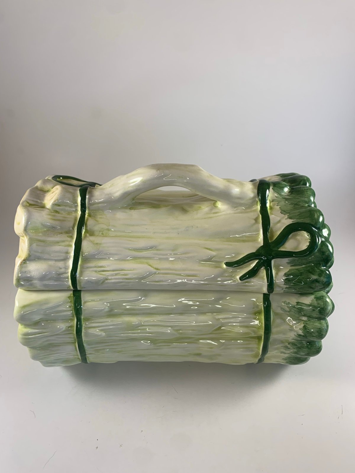 Vintage Majolica Asparagus Covered Server, Portugal