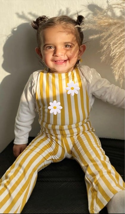 3T Mustard romper Third Birthday dress Outfit Two Groovy Flare Bell Jumpsuit