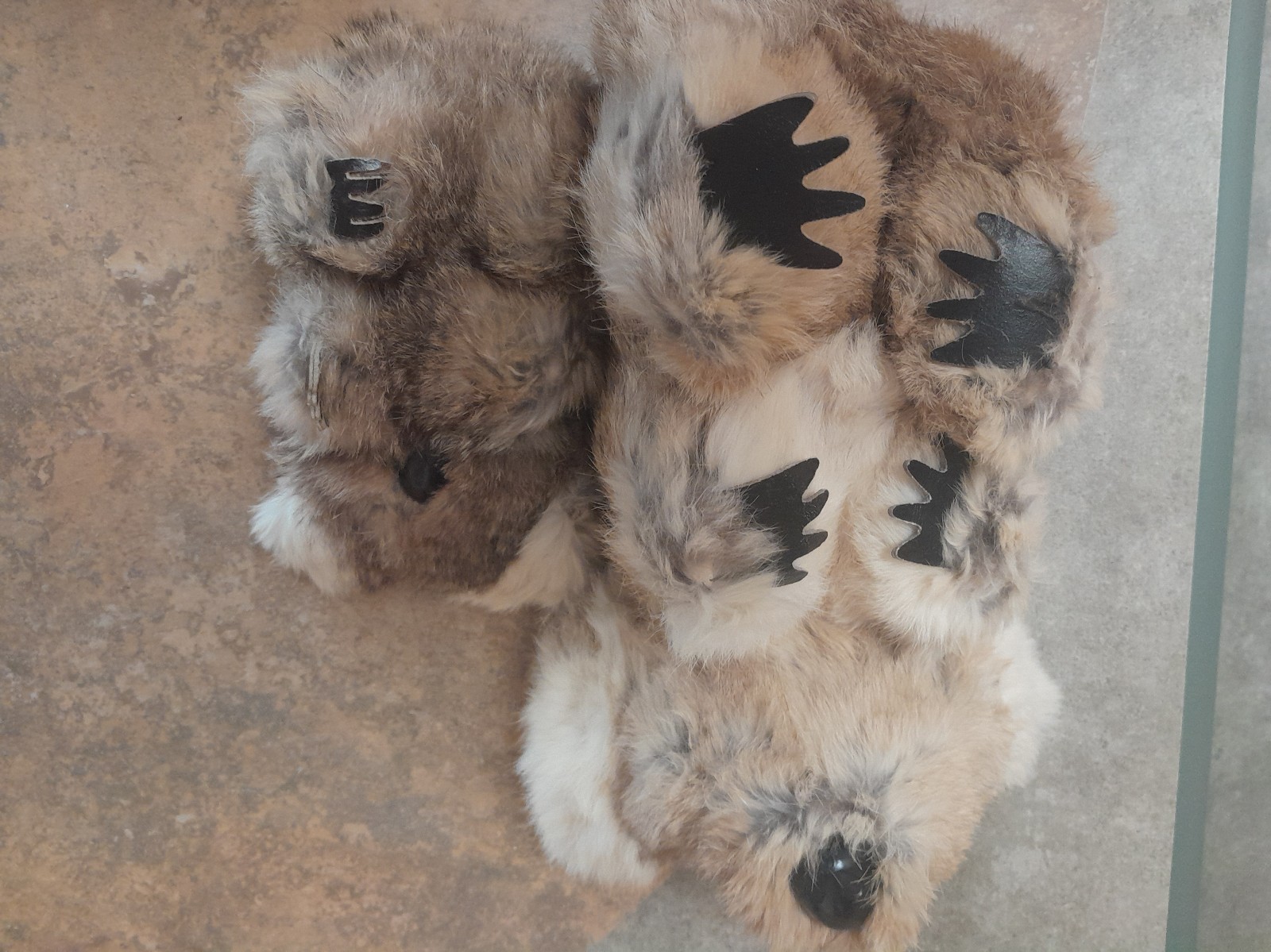 Two vintage handmade rabbit fur koala bears