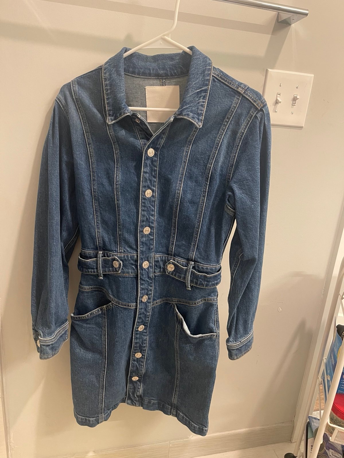Mother denim button up dress