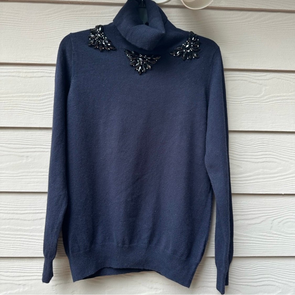 N.Peal Cashmere Jeweled Pullover Sweater size L