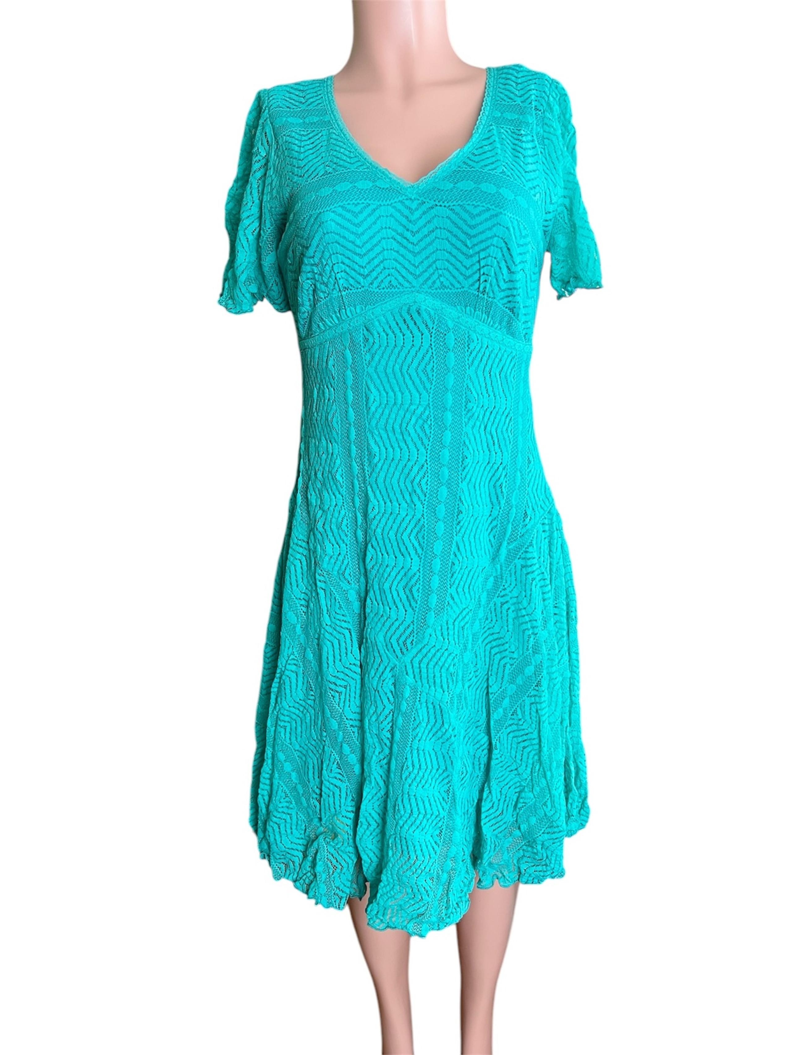 Rabbit Rabbit Rabbit Design Short Sleeve Lace Fit + Flare Dress Size 8