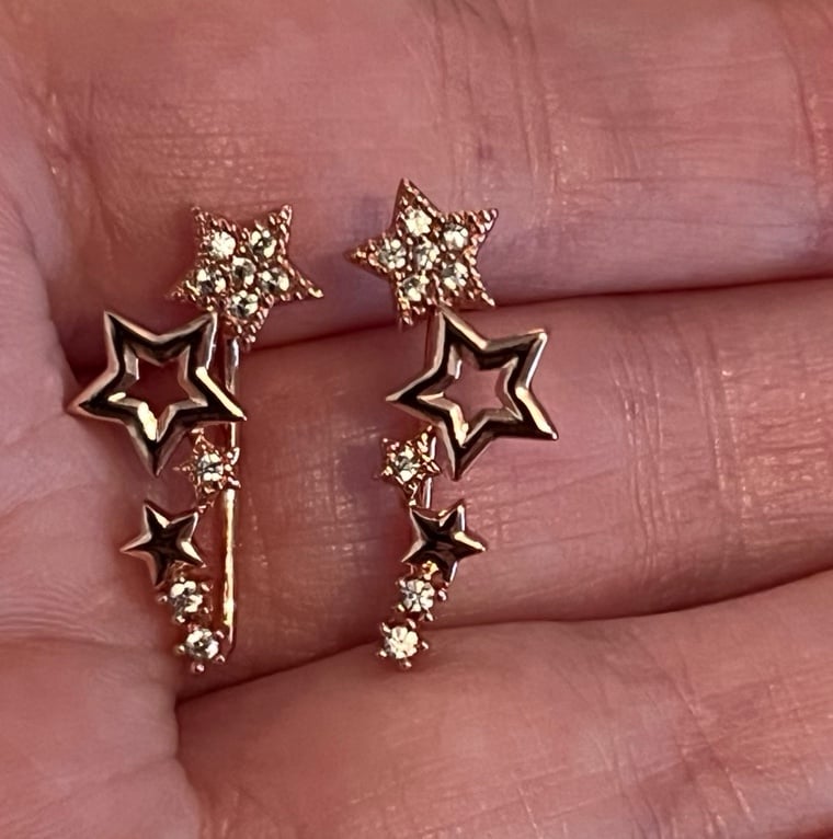 Rose Gold Star Studded Ear Climbers