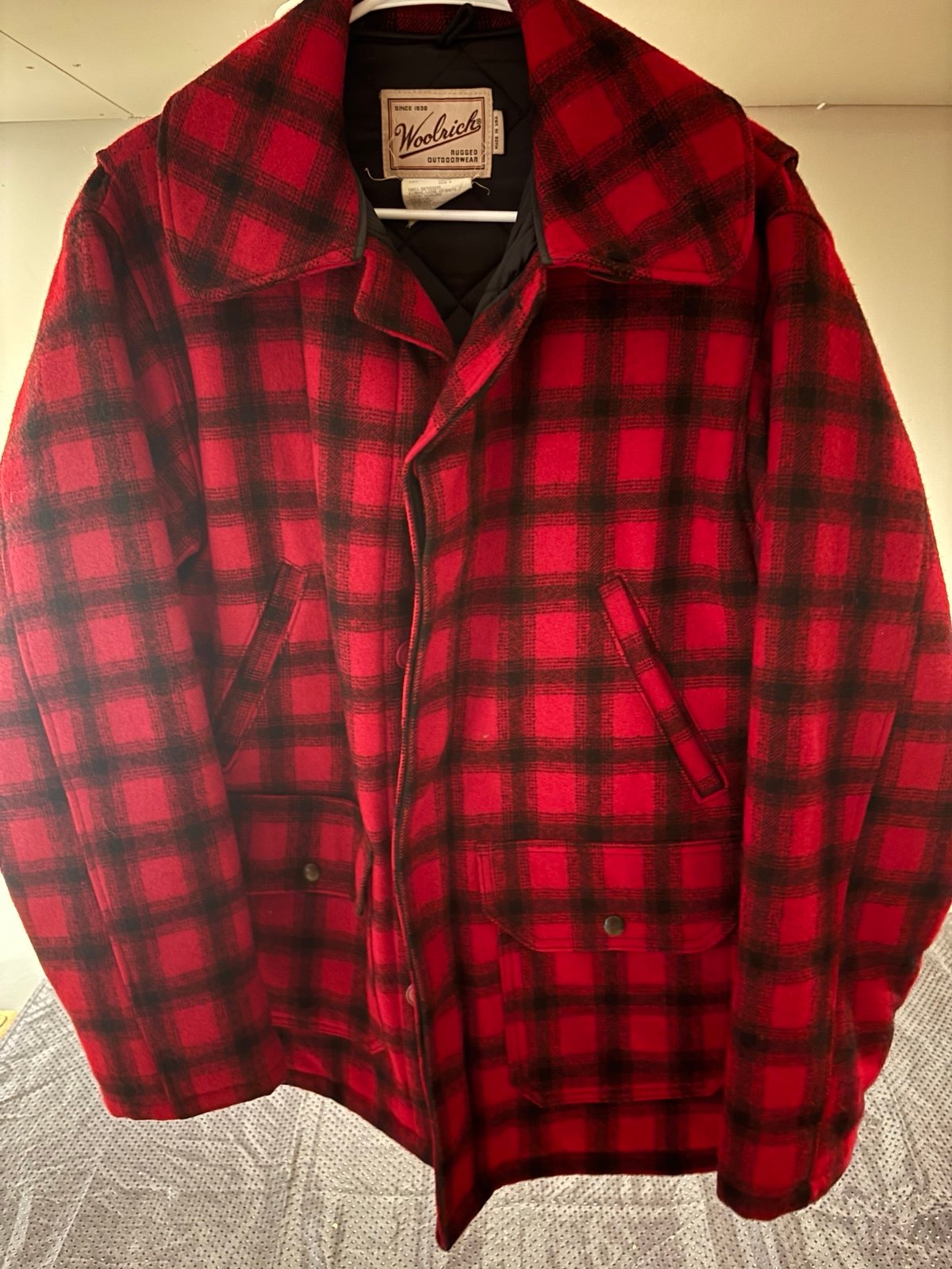 VTG WOOLRICH Mackinaw 504 Buffalo Plaid Wool Jacket Mens lined M Hunting Coat