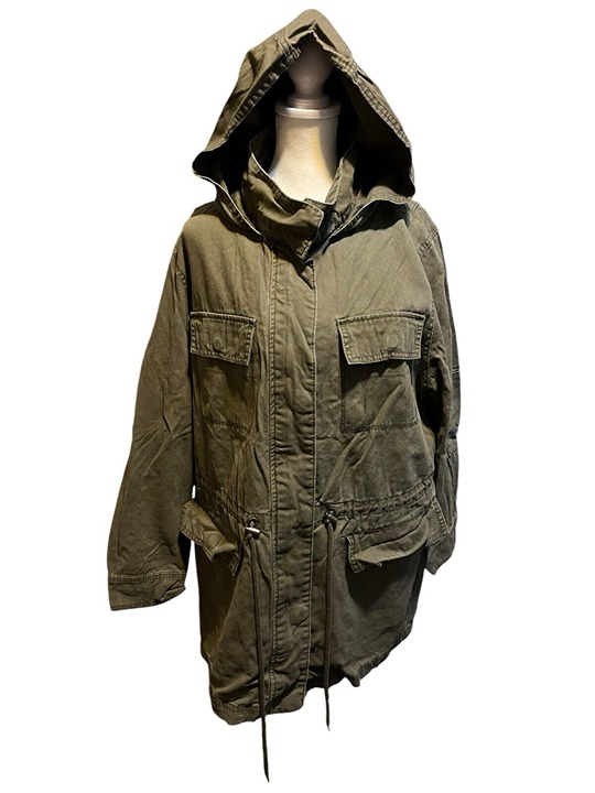 Ava & Viv Women's 1X Hooded Jacket Military Safari Utility Style Full Zipper