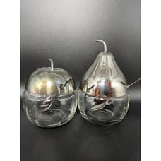 Vintage Pear & Apple Shaped Silver Plated Jam Dish Set