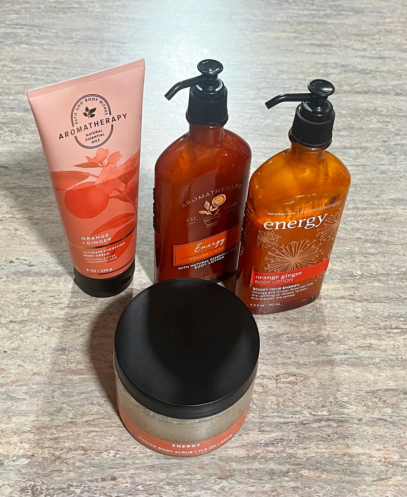 Discontinued 4-Body Works Aromatherapy Energy Orange Ginger bundle set