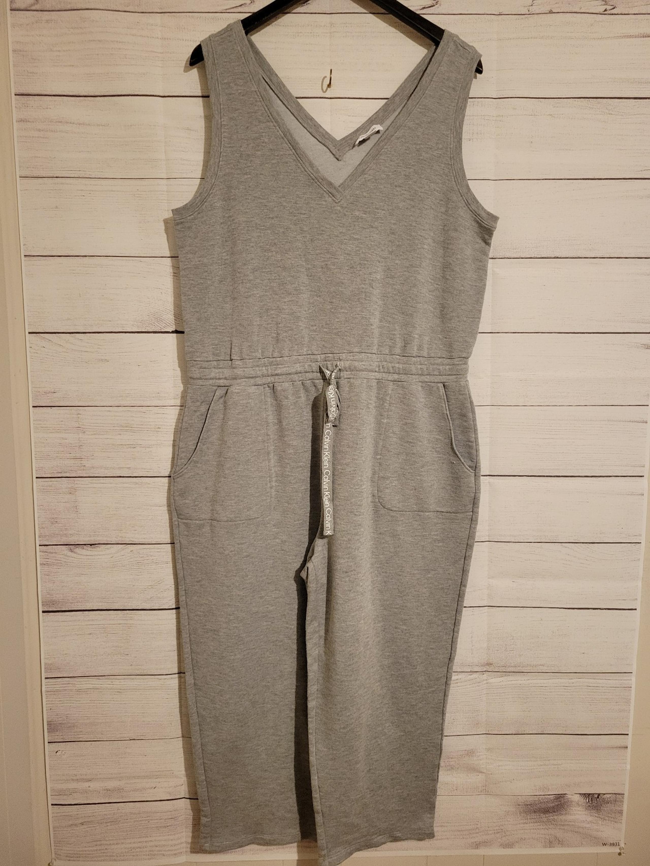 Calvin Klein Sleeveless Jumpsuit Romper Women's Size XL Gray Stretch