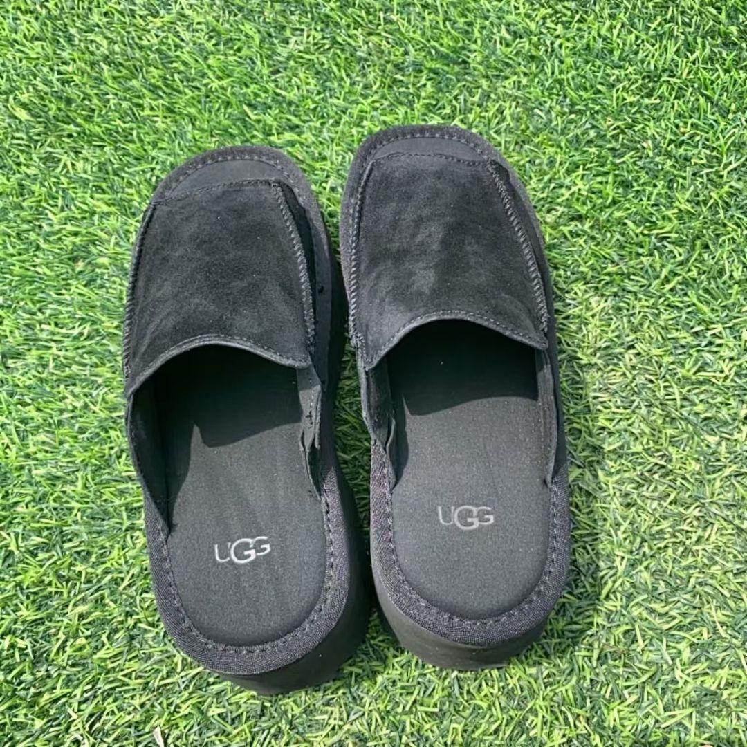 Luxury UGG Black Suede Slip-on Platform Shoes