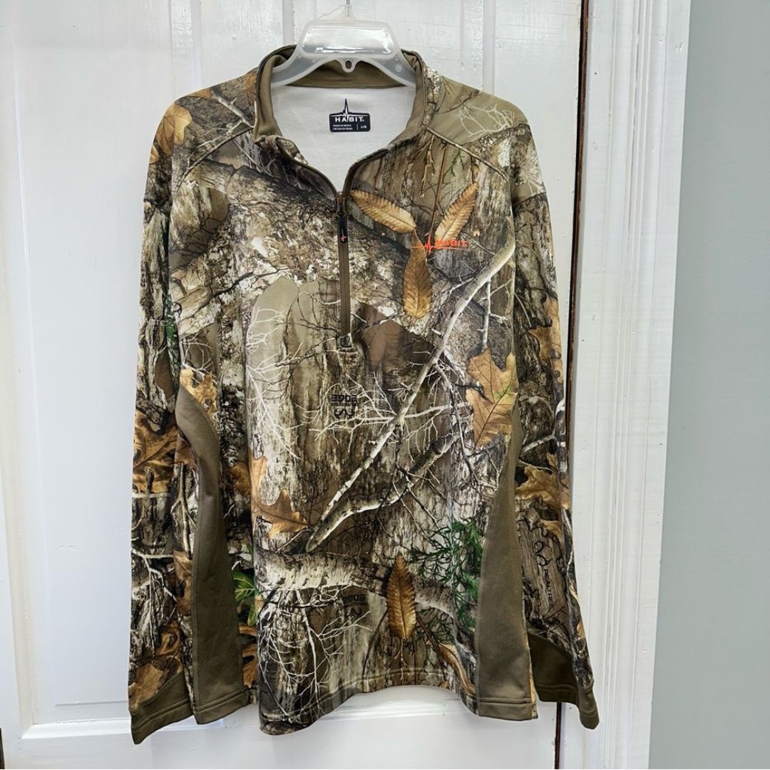 Habit scent factor realtree camo camouflage 1/4 zip pullover jacket men's large