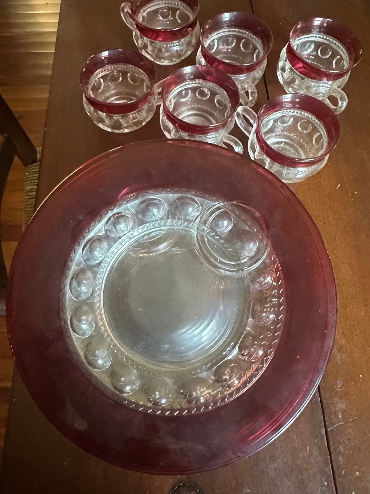 Kings Crown Cranberry glassware