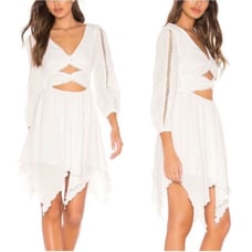 Majorelle Cambria Mini Dress Ivory White Cutout Long Sleeve Crochet Small New