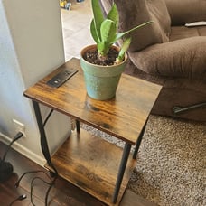 Side/End Table with Charging Station, Rustic Brown