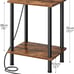Side/End Table with Charging Station, Rustic Brown