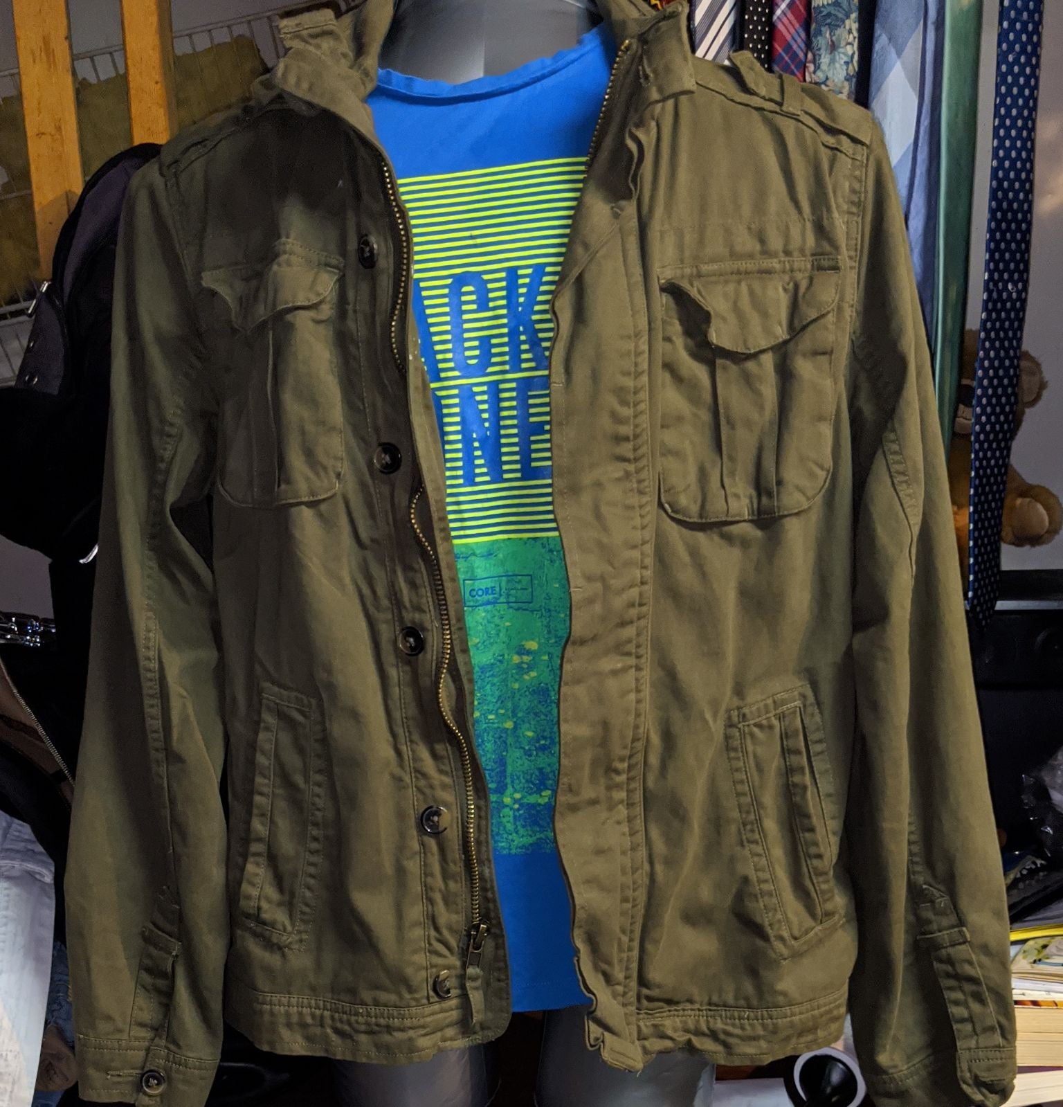 Military style jacket and 2 shirt