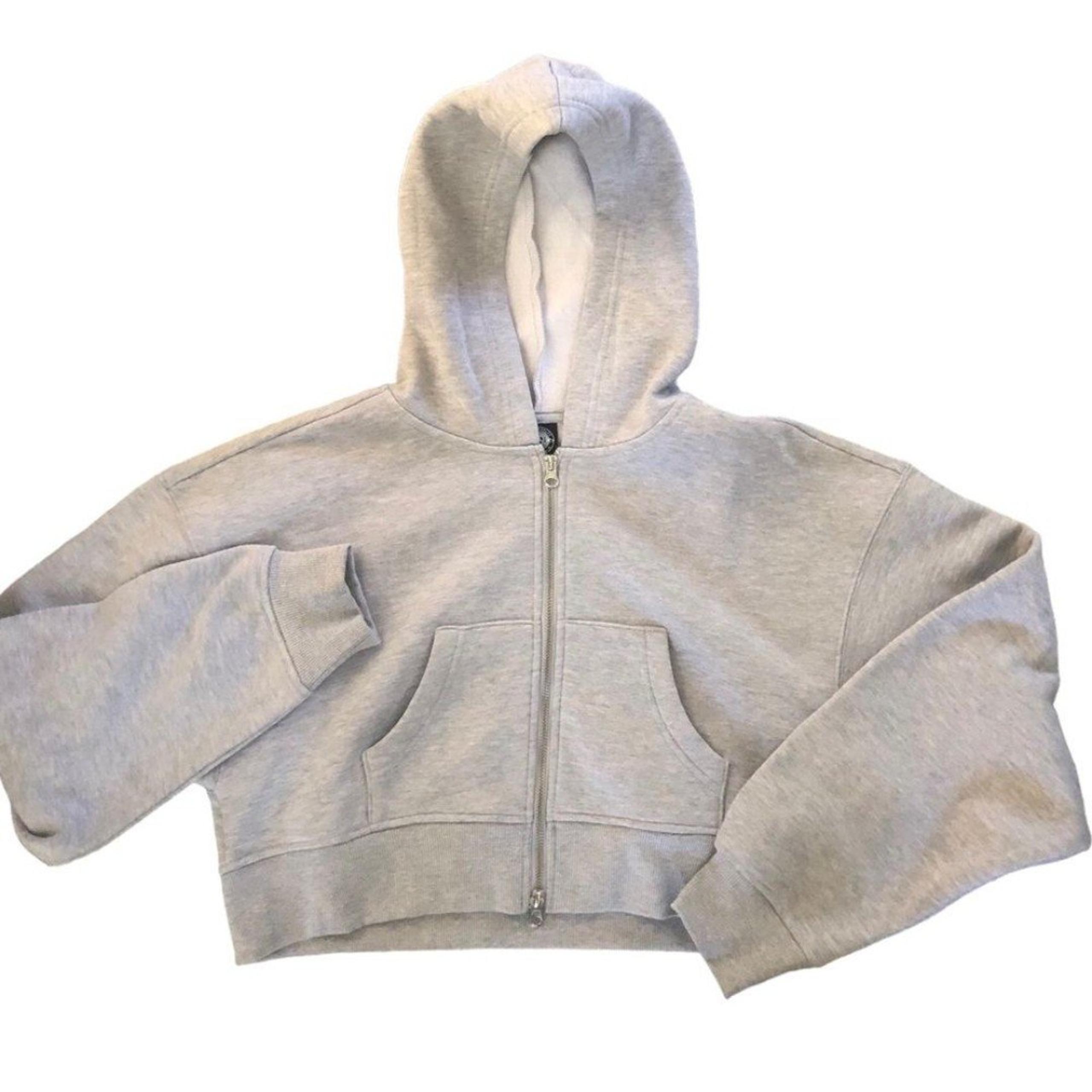 PacSun Double Full Zip Cropped Hoodie Gray Size S Athleisure Lounge Lazy Summer