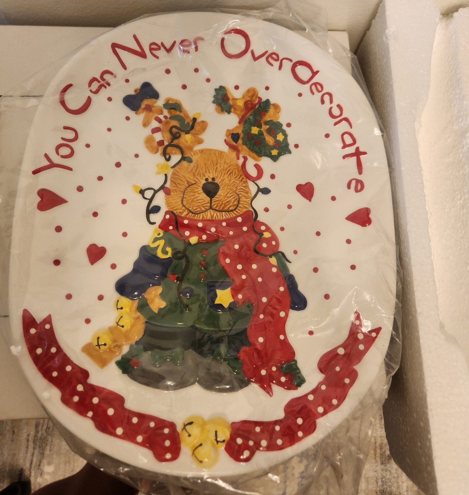 You Can Never Overdecorate decorative hanging plate from 1998 Lefton