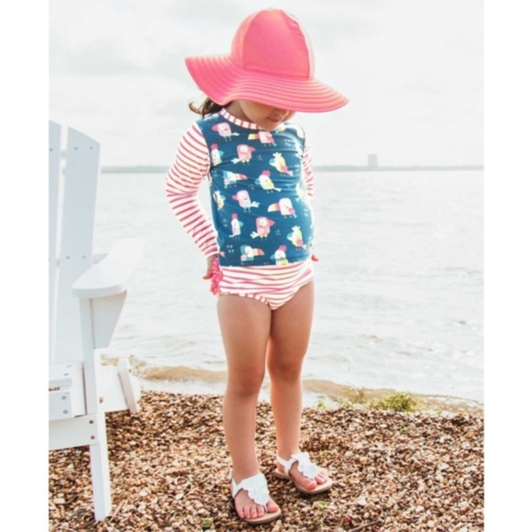 New Ruffle Butts You're the Tweetest Long Sleeve Rash Guard Bikini Set