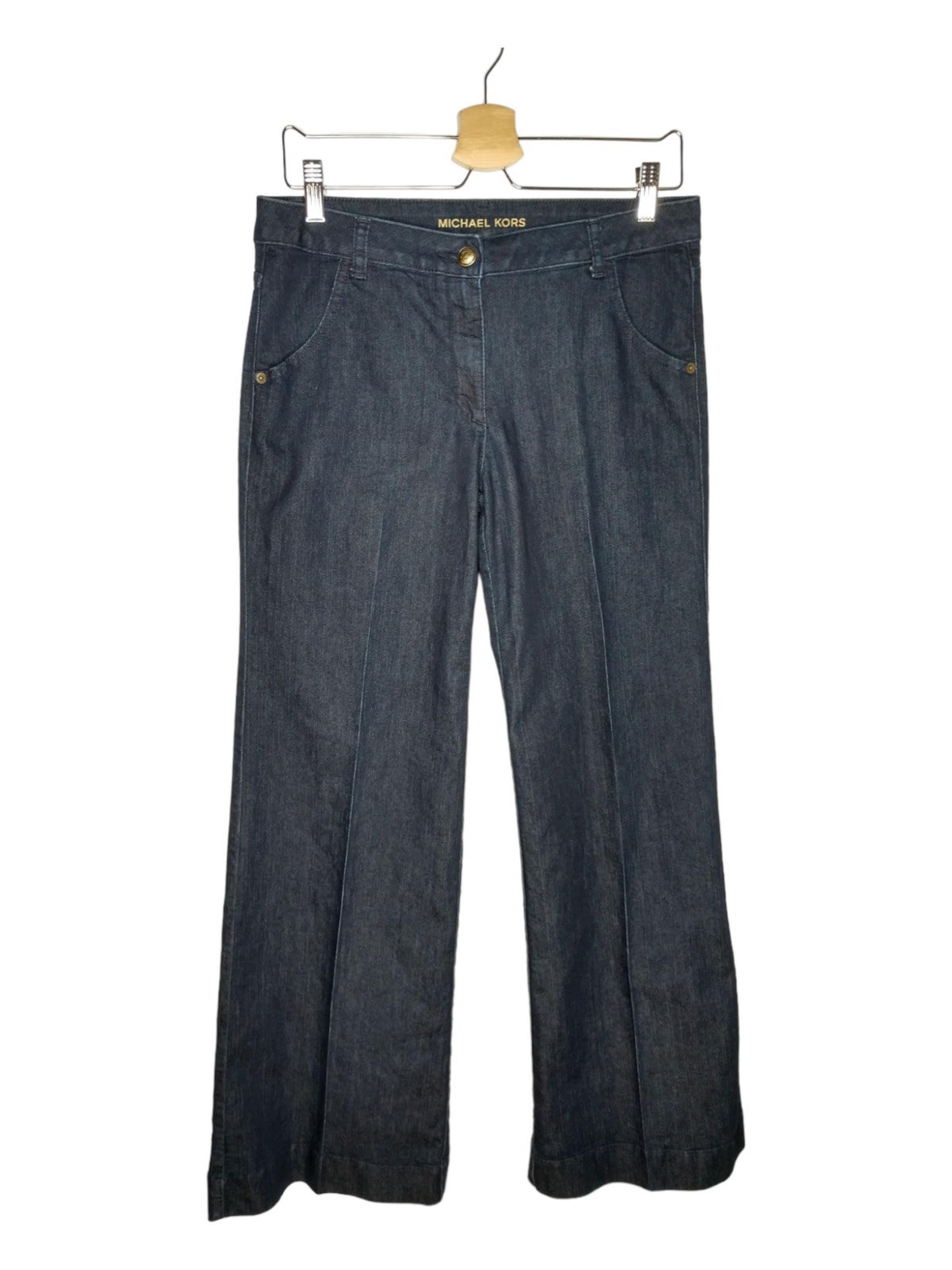 Michael Kors High Rise Wide Leg Flare Indigo Denim Jeans Trouser Size 8