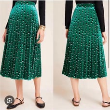 MAEVE By Anthropologie Carly Velvet Pleated Midi Skirt Size Small S