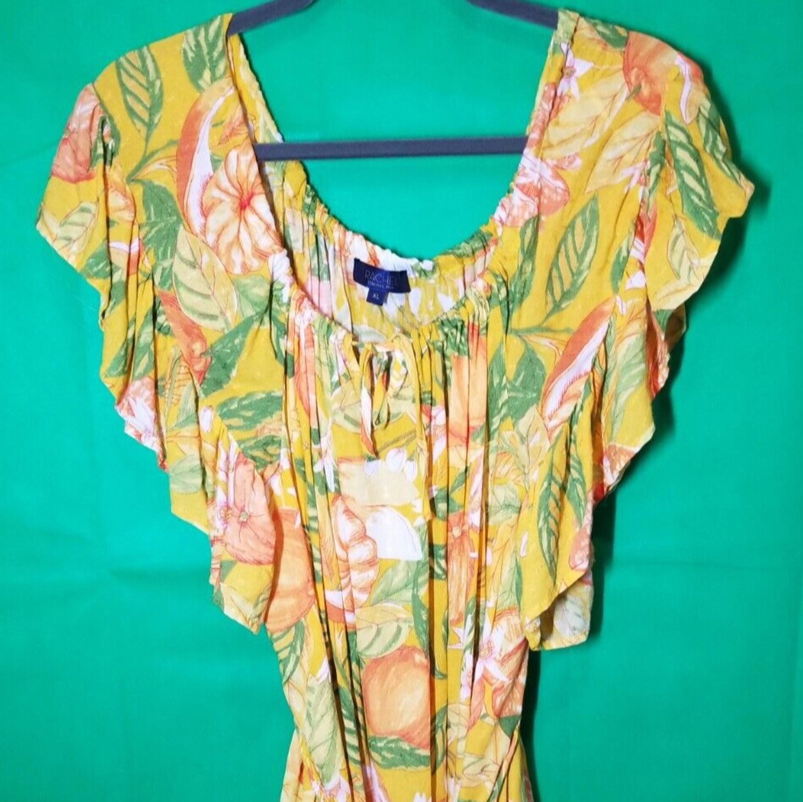 Rachel Rachel Zoe Womens Yellow Floral Tasseled Mini Dress Sz XL Vacation Spring