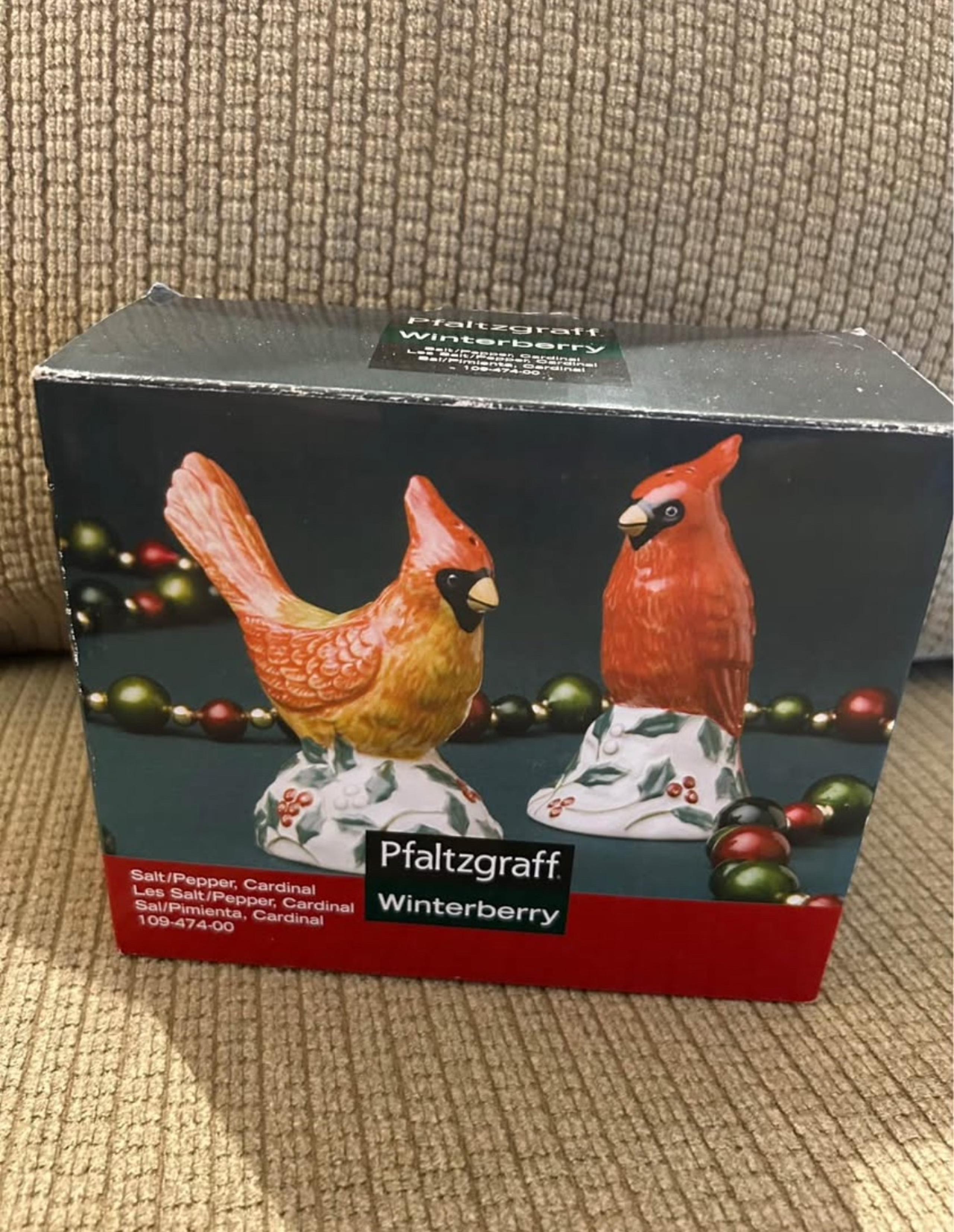 Pfaltzgraff Winderberry cardinal salt, and pepper shakers