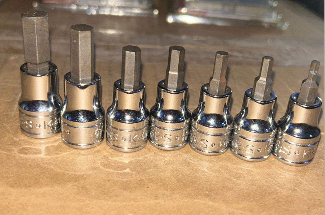 Vintage S-K Tools 3/8 Drive Metric Hex Bit Socket Set - USA
