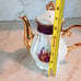 GNA Fine Porcelain 8.5 Tea Pot GOLD Hand Painted Victorian Courtship Iridescent