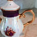 GNA Fine Porcelain 8.5 Tea Pot GOLD Hand Painted Victorian Courtship Iridescent