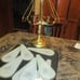 Reserved 7 vintage replacement glass shade panels for touch lamp