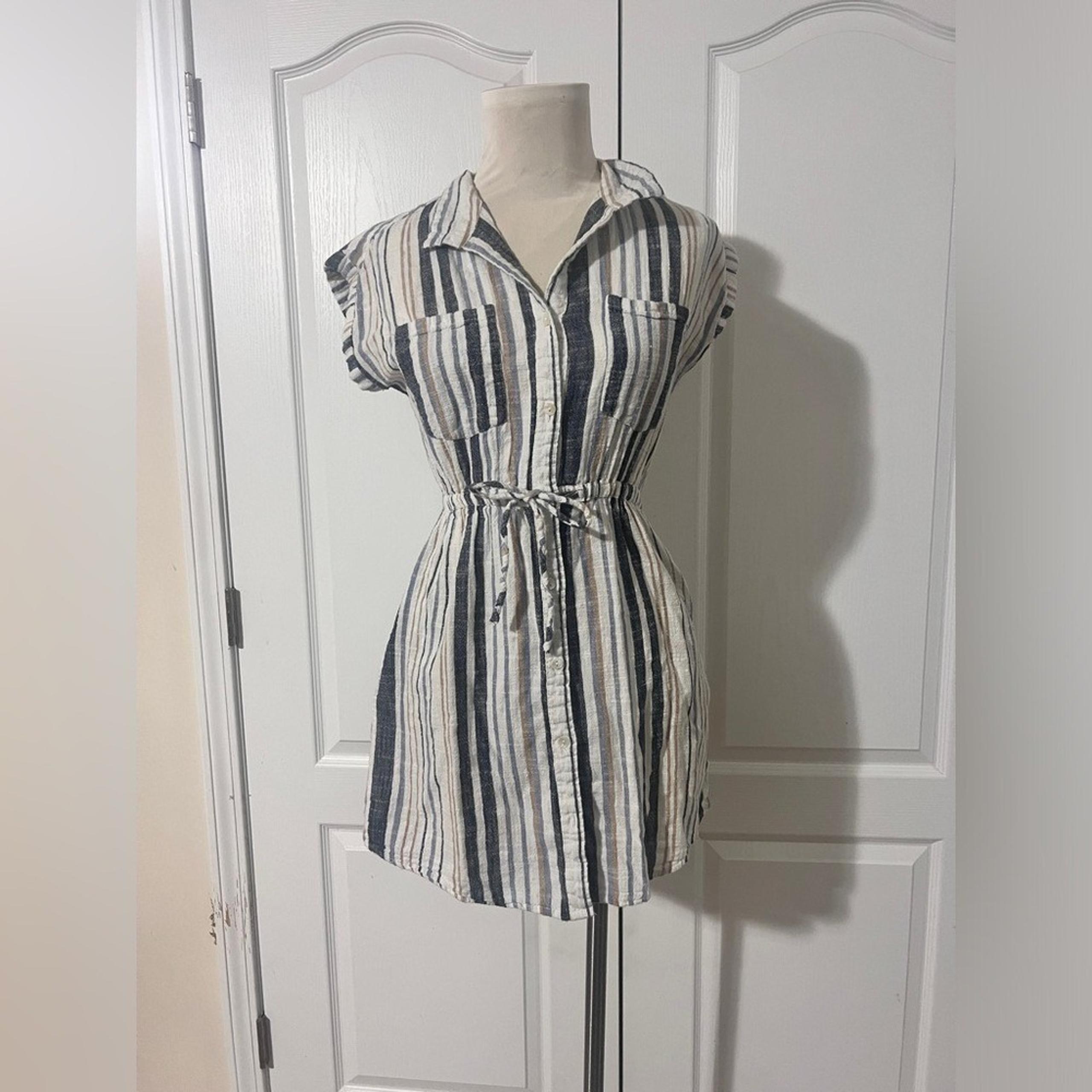 Blue Island 100% Cotton Button Down Mini Dress - sz S