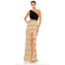 Mac Duggal 26742 Metallic One Shoulder Ruffle Tiered Gown Size 0 Gold Black