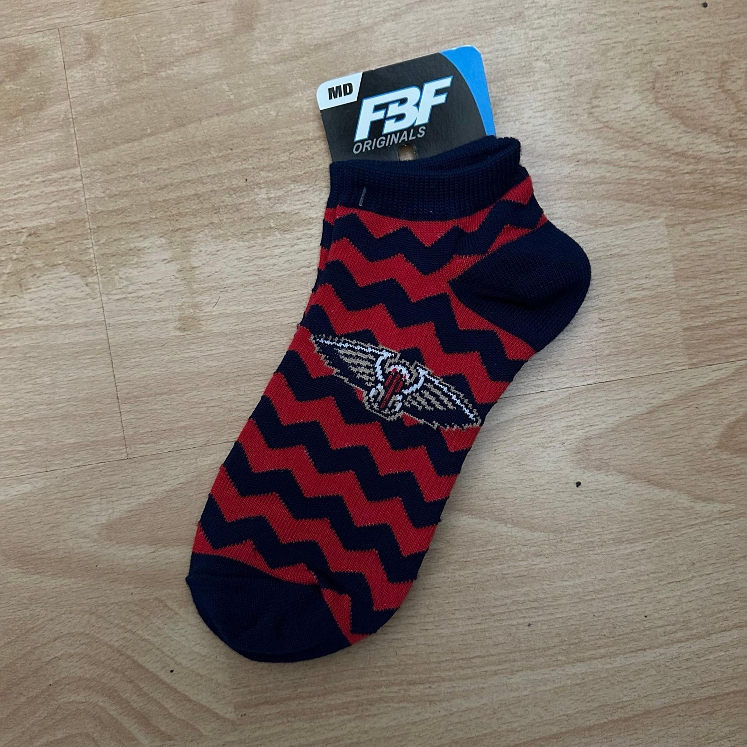 Brand New New Orleans Pelicans For Bare Feet Red and Navy Blue Ankle Socks